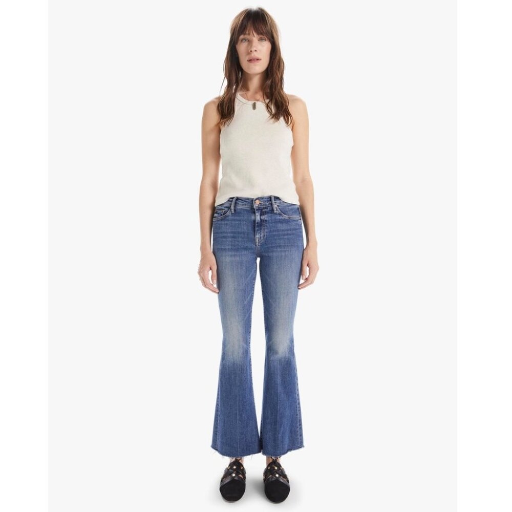 MOTHER The Weekender Fray Jeans 31" / Size 27 / Walking On Coals Blue Fading